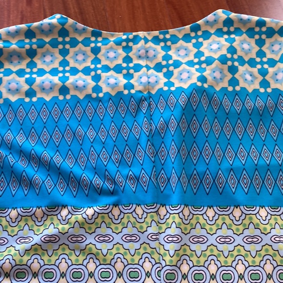 Donna Morgan Blue Green Yellow Retro Stretch Geometric Shift Dress - Sz 4 - Picture 14 of 14